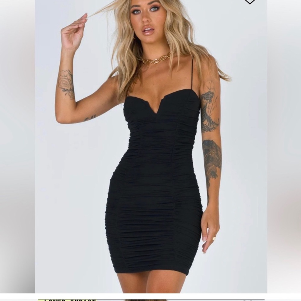 Princess Polly Black Ruched “Want You Mini Dress” size 10